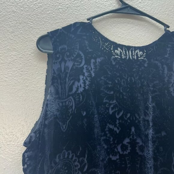 Linda Allard Sheer Burnout Top Purple Floral Velvet Silk Blend Whimsigoth SZ 12 - Picture 2 of 4